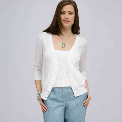 Gilet &agrave; manches 3/4 brod&eacute; de perles