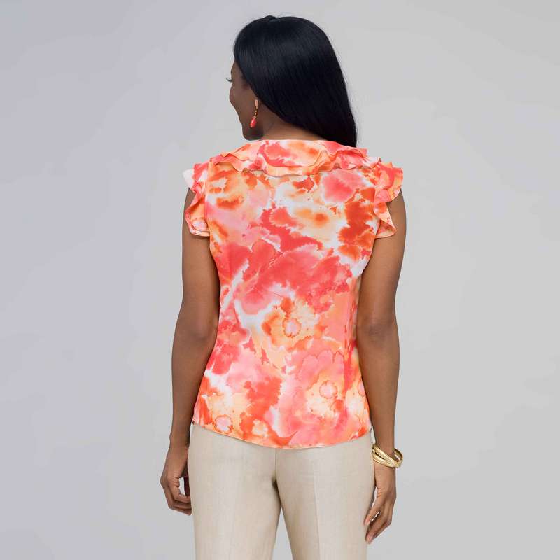 Chemisier boutonn&eacute; &agrave; volants, Nouvel imprim&eacute; corail, large image number 1