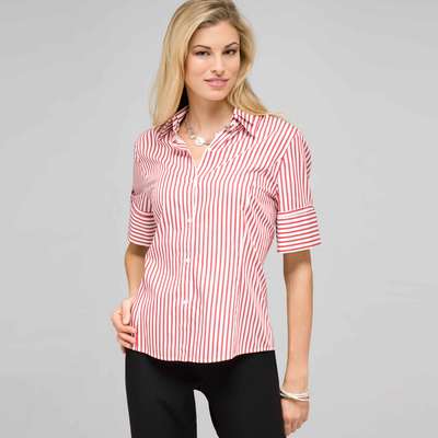 Chemise ray&eacute;e &agrave; double col