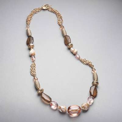 Sautoir rose et marron