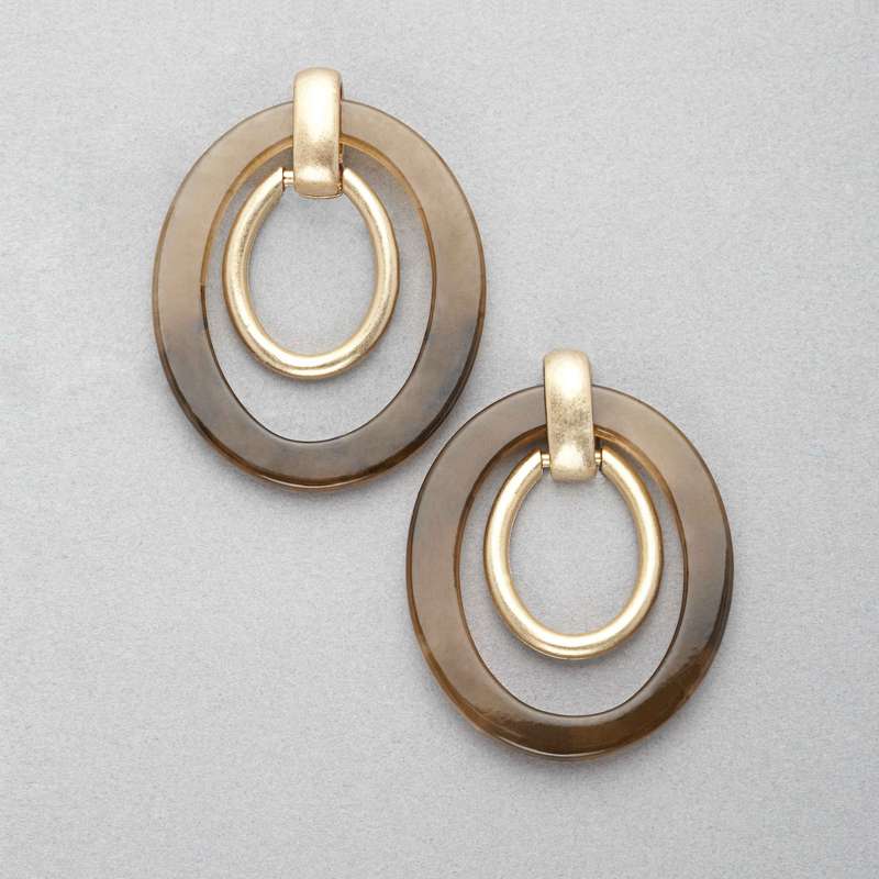 Boucles d'oreilles clip double cercle, Or, large image number 0