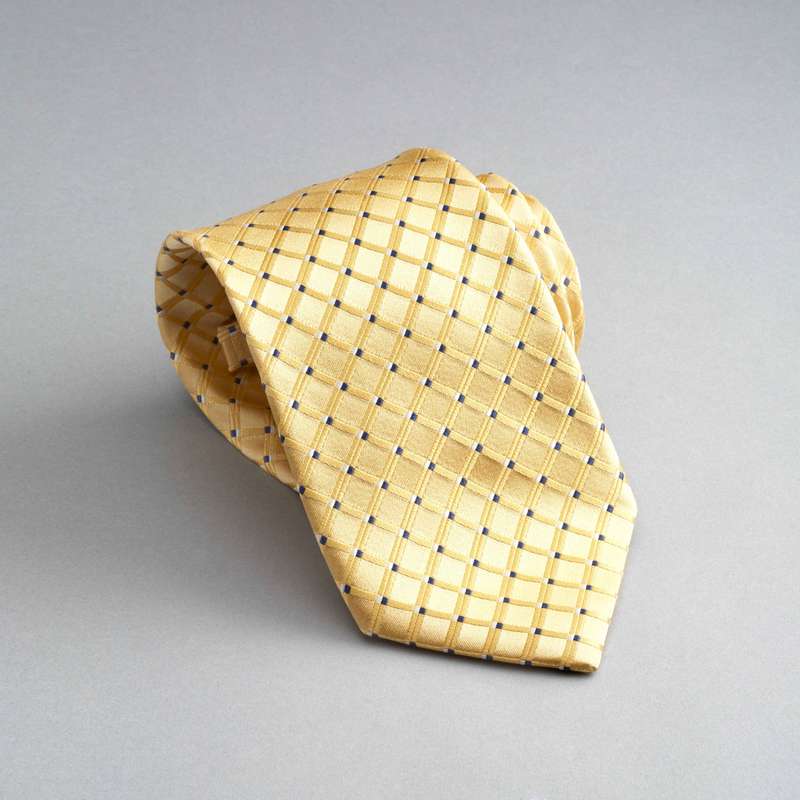 Cravate en soie &agrave; carreaux, Jaune, large image number 0
