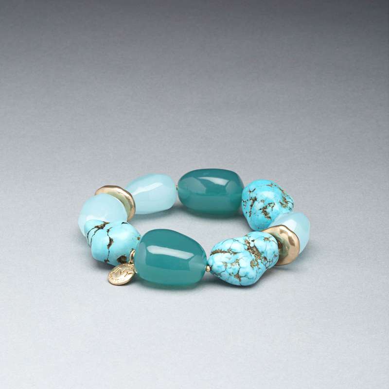 Bracelet turquoise et or, Or, large image number 0