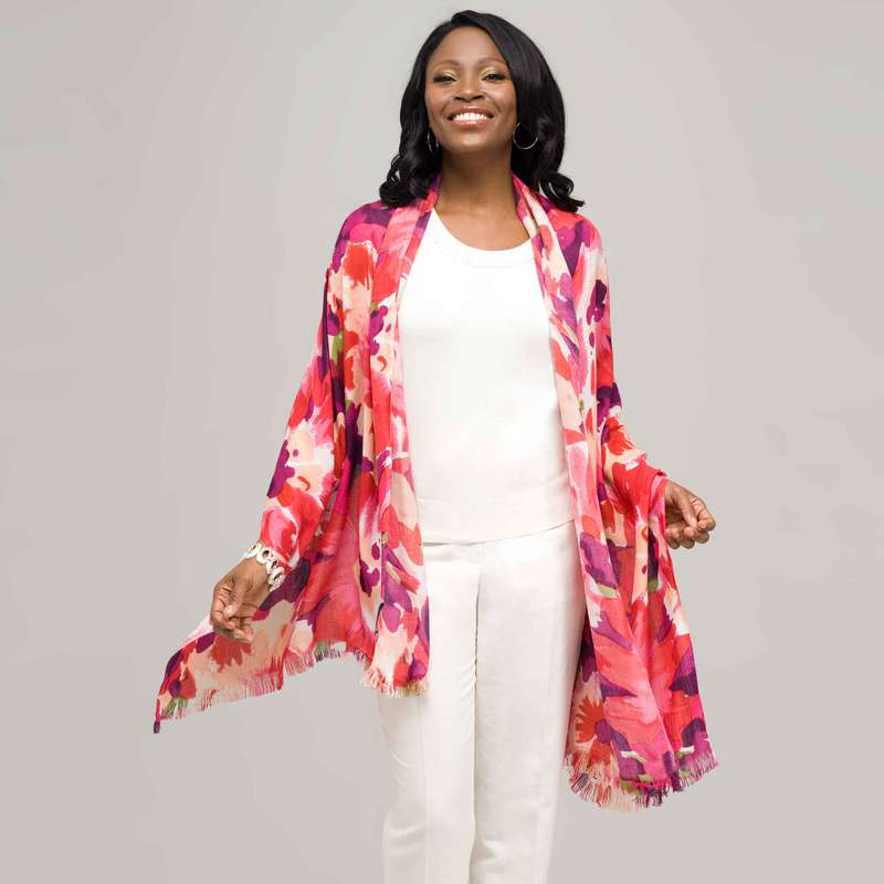 &Eacute;tole luxe fleurie, Rouge, large image number 0