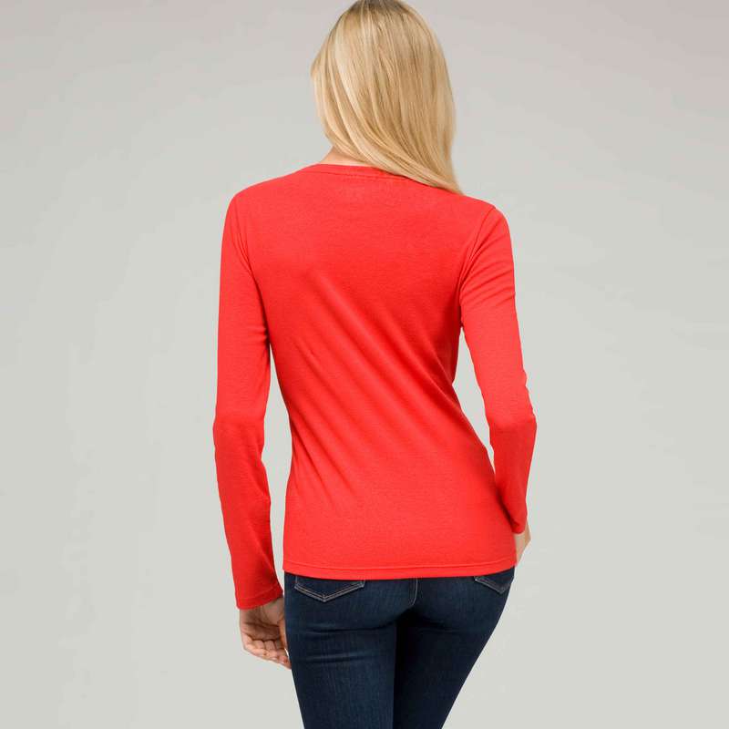 Top ras-de-cou &agrave; manches longues, Coquelicot, large image number 1